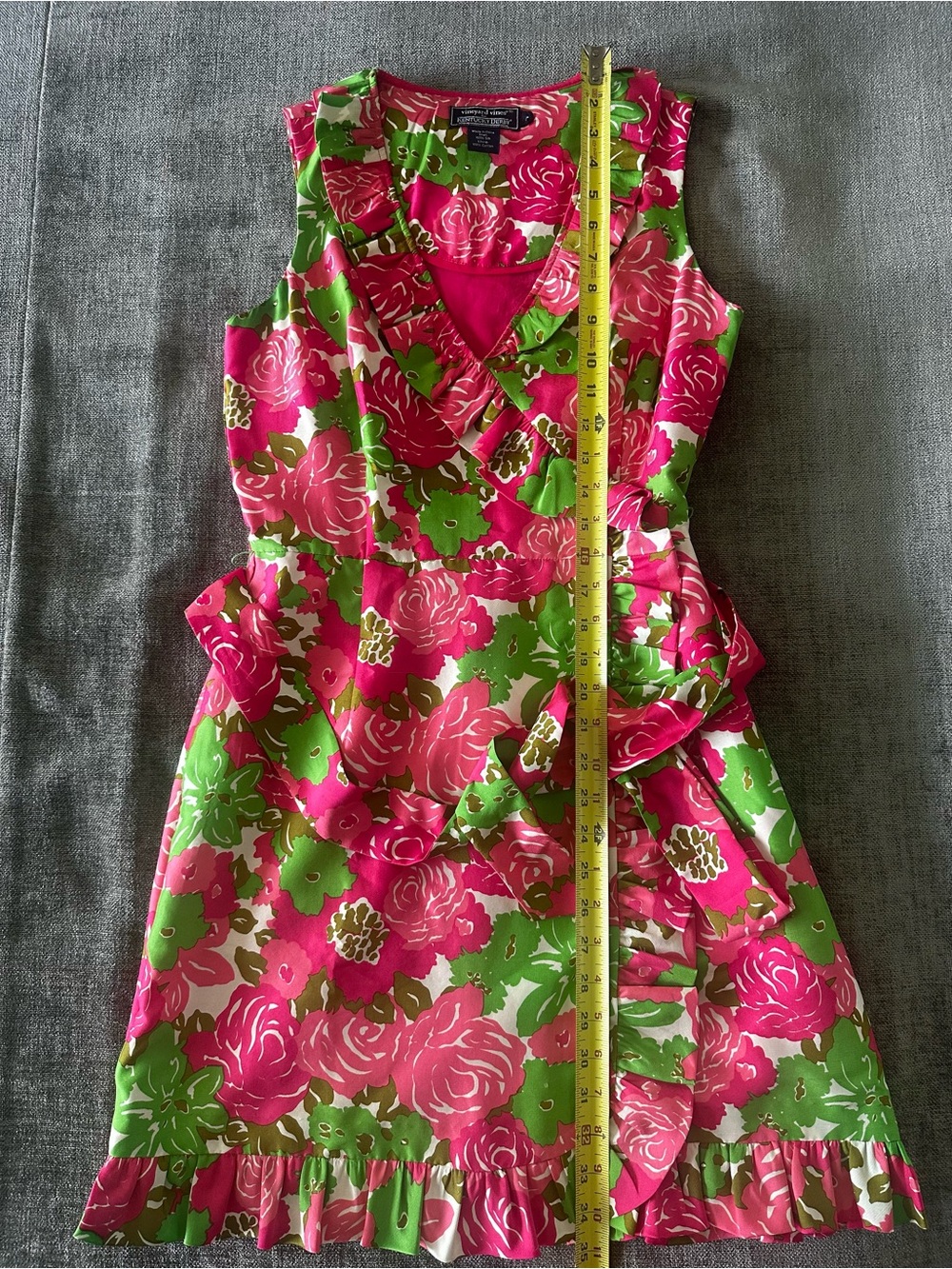 Vineyard Vines Pink and Green Floral Wrap Midi Dress - Picture 3 of 6